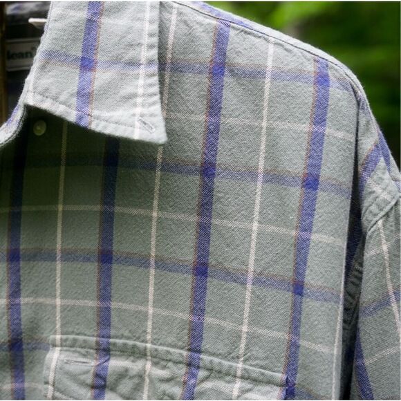 Vintage 90s Lands’ End Green Plaid Button Up Shirt - Picture 5 of 7